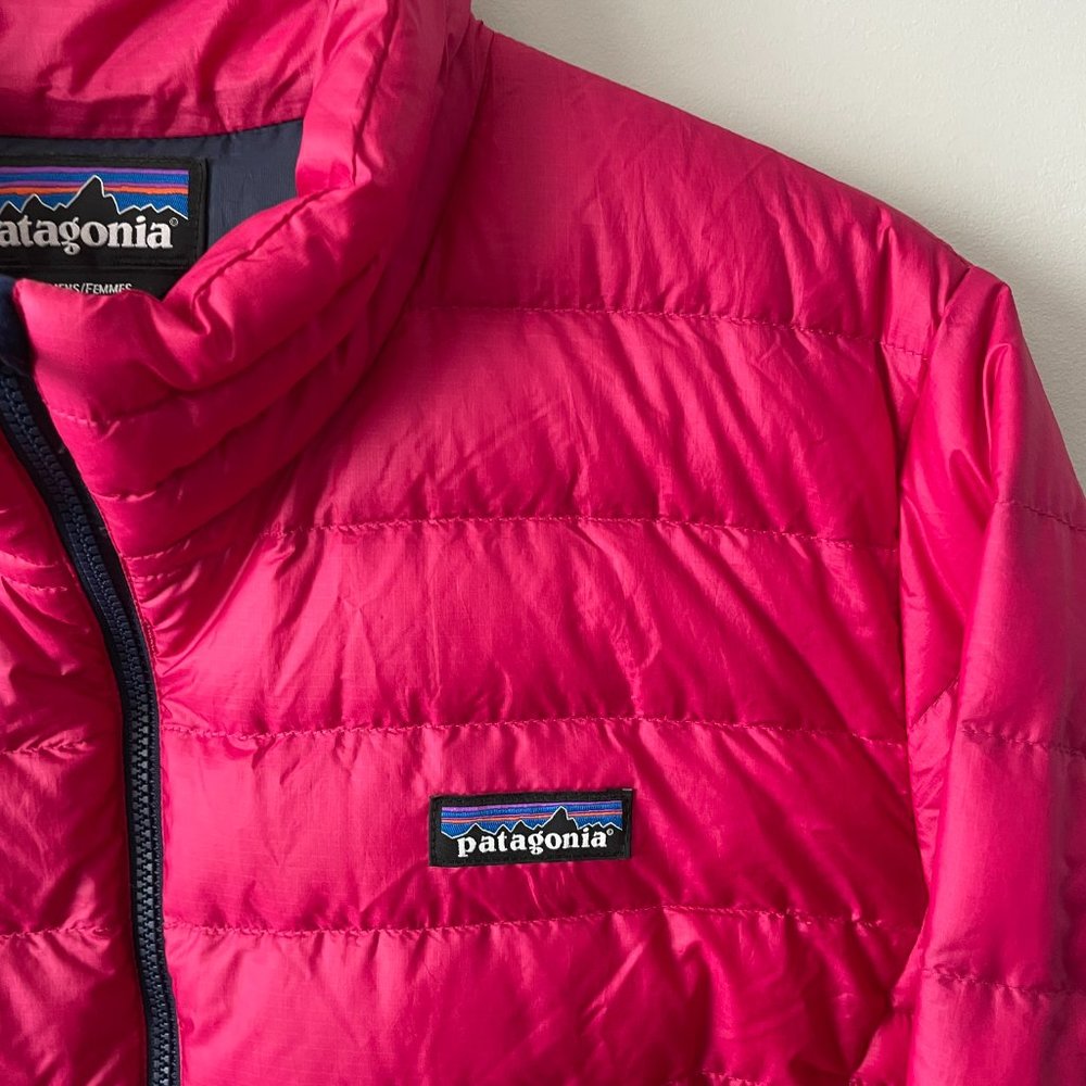 Patagonia Down Sweater Jacket Full Zip Mock Neck Winter Outdoor Pink XL - Picture 5 of 8